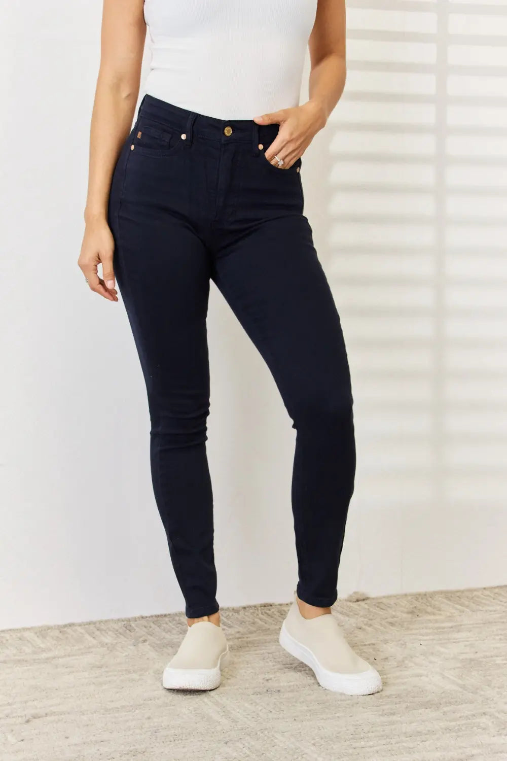 Judy Blue Full Size Garment Dyed Tummy Control Skinny Jeans - Nikki’s Place