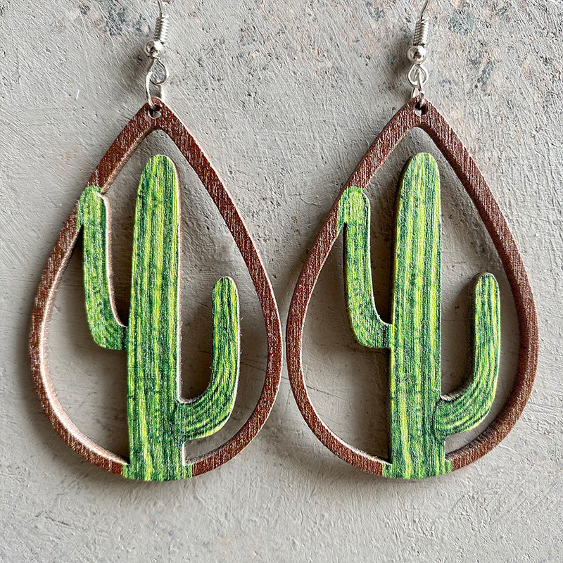 Hollowed Wooden Teardrop Earrings Trendsi