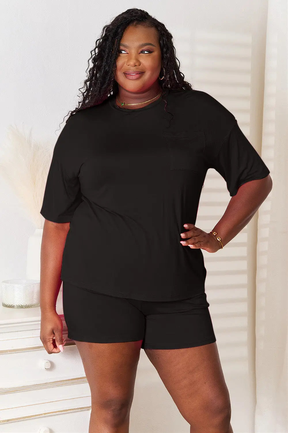 Basic Bae Full Size Soft Rayon Half Sleeve Top and Shorts Set - Nikki’s Place