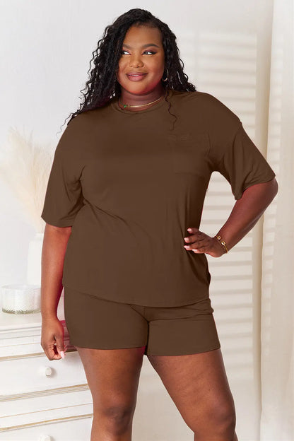 Basic Bae Full Size Soft Rayon Half Sleeve Top and Shorts Set - Nikki’s Place