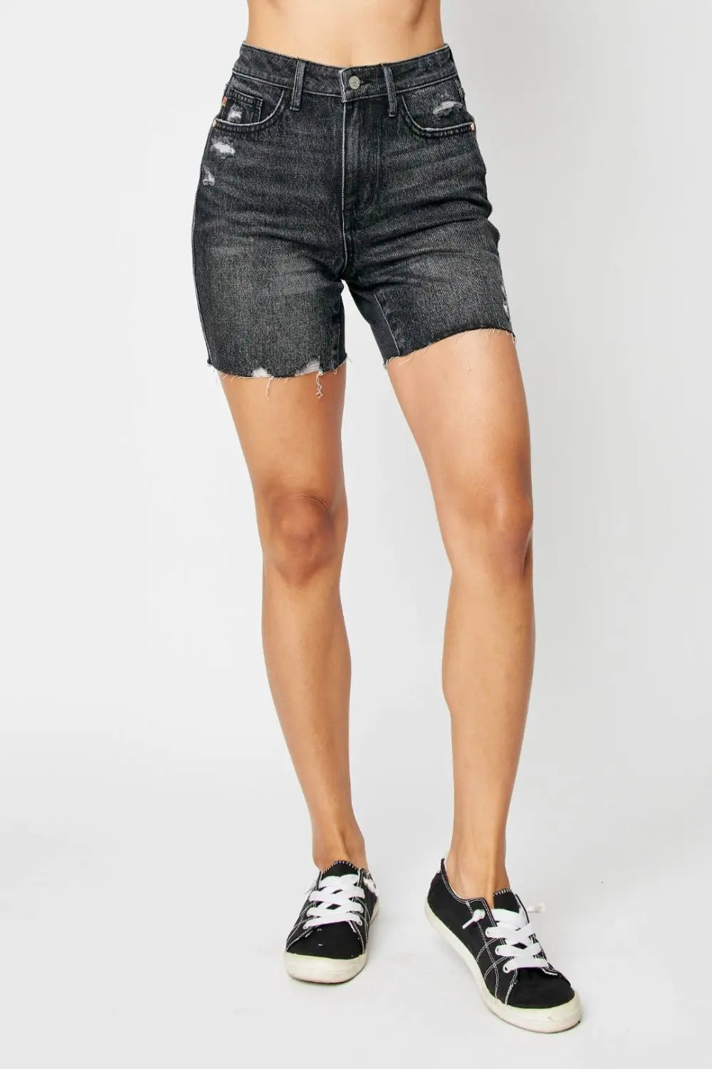 Judy Blue Full Size High Waist Tummy Control Denim Shorts - Nikki’s Place