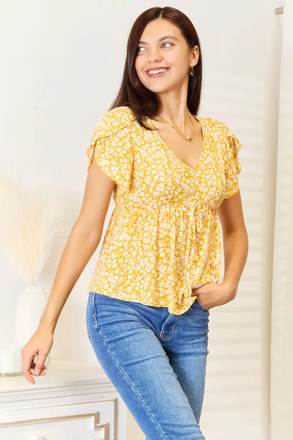 Floral Petal Sleeve Babydoll Top - Nikki’s Place