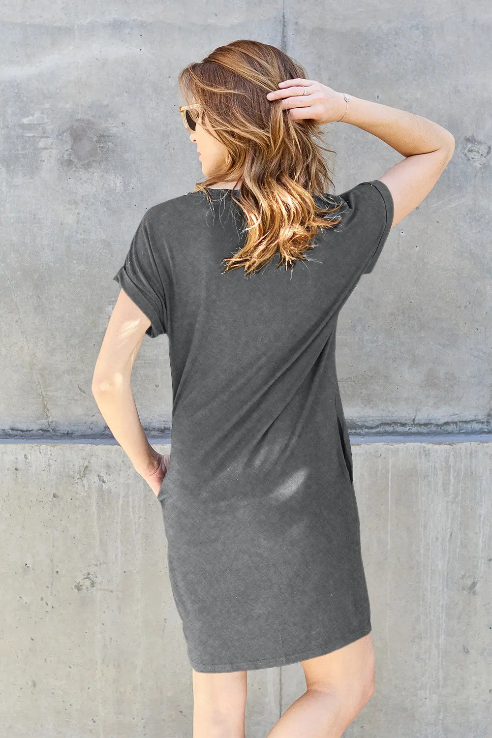 Basic Bae Full Size Round Neck Short Sleeve Dress with Pockets - Nikki’s Place