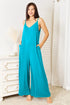 Double Take Full Size Soft Rayon Spaghetti Strap Tied Wide Leg Jumpsuit - Nikki’s Place