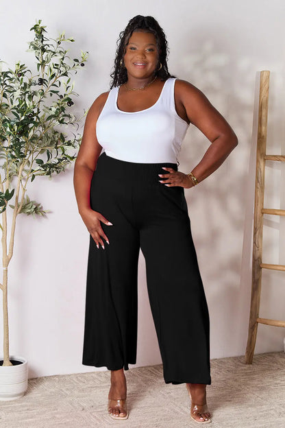 Double Take Full Size Smocked Wide Waistband Wide Leg Pants - Nikki’s Place