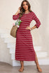 Slit Striped Round Neck Midi Dress - Nikki’s Place