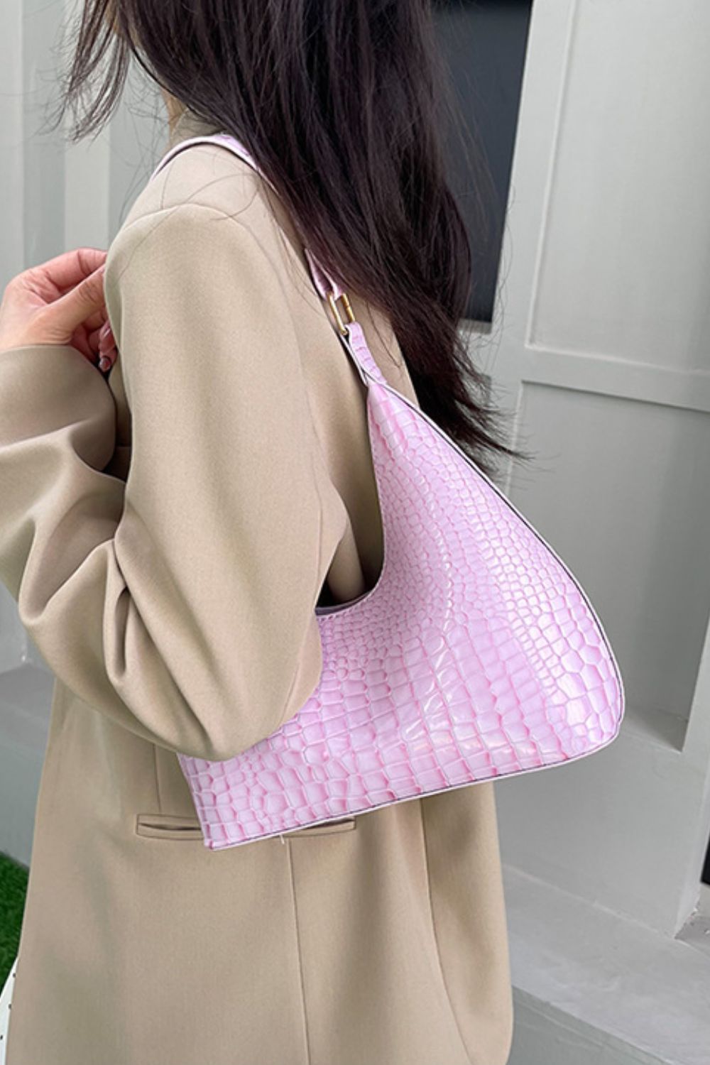 PU Leather Stone Texture Shoulder Bag Trendsi