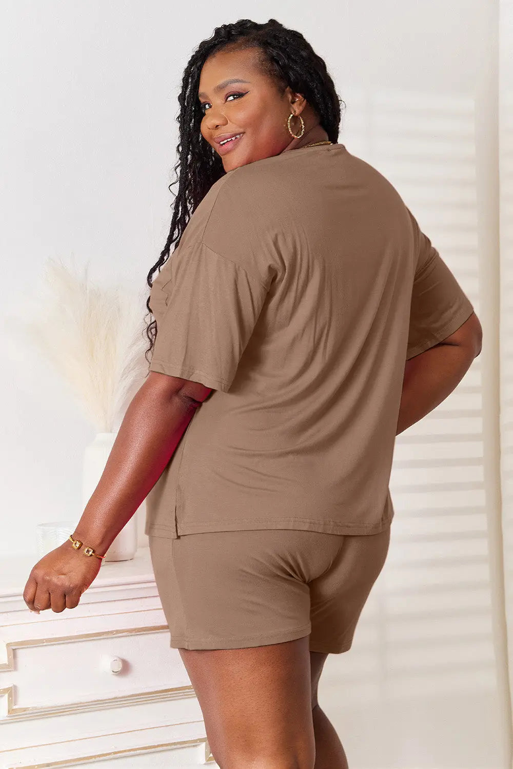 Basic Bae Full Size Soft Rayon Half Sleeve Top and Shorts Set - Nikki’s Place