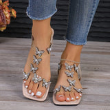 Rhinestone Butterfly Flat Sandals - Nikki’s Place