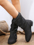 Double Buckle Block Heel Boots Trendsi