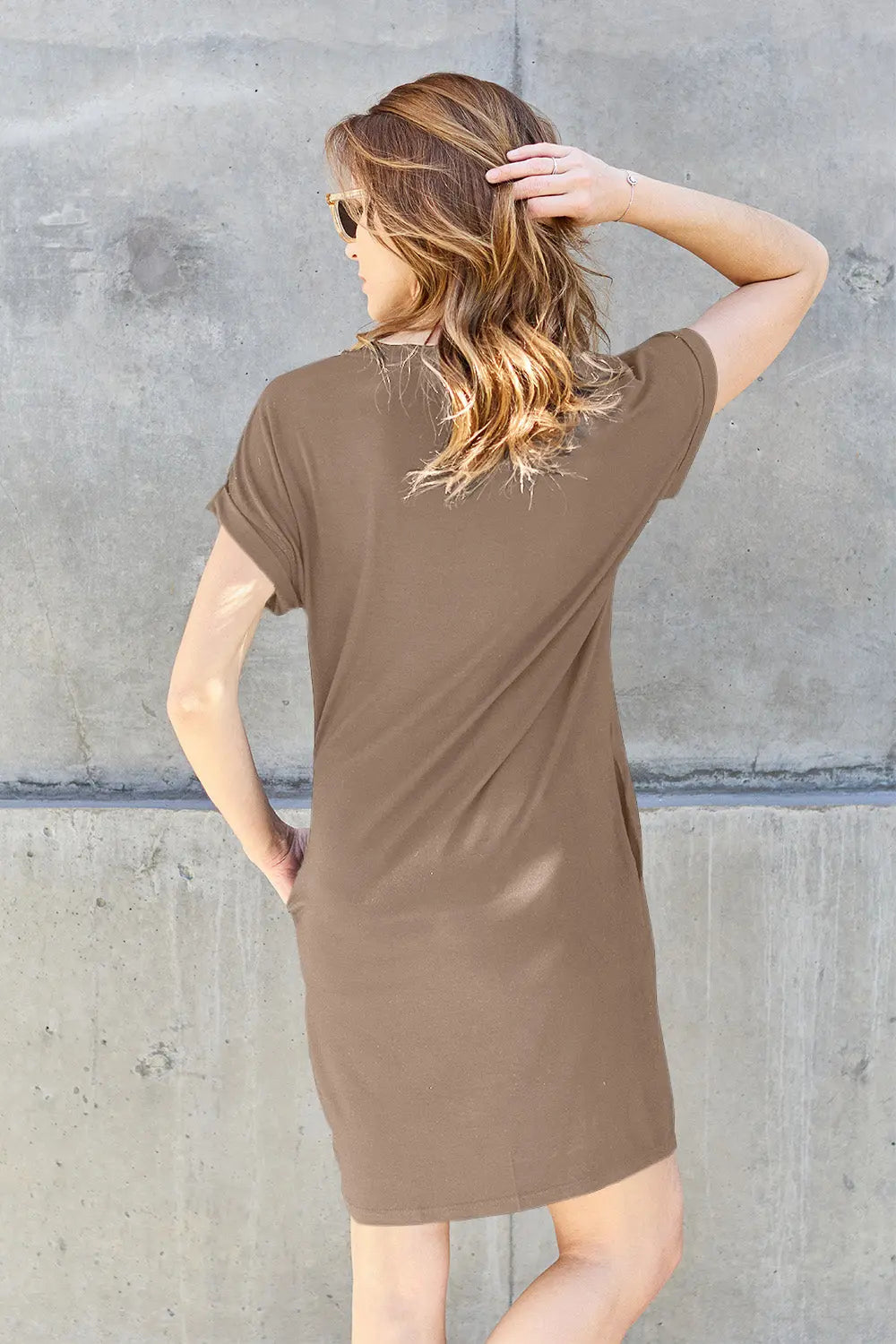 Basic Bae Full Size Round Neck Short Sleeve Dress with Pockets - Nikki’s Place