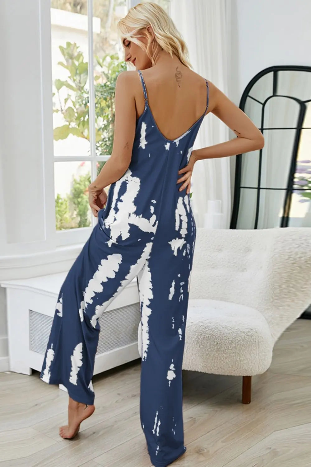 Tie-Dye Spaghetti Strap Jumpsuit with Pockets - Nikki’s Place