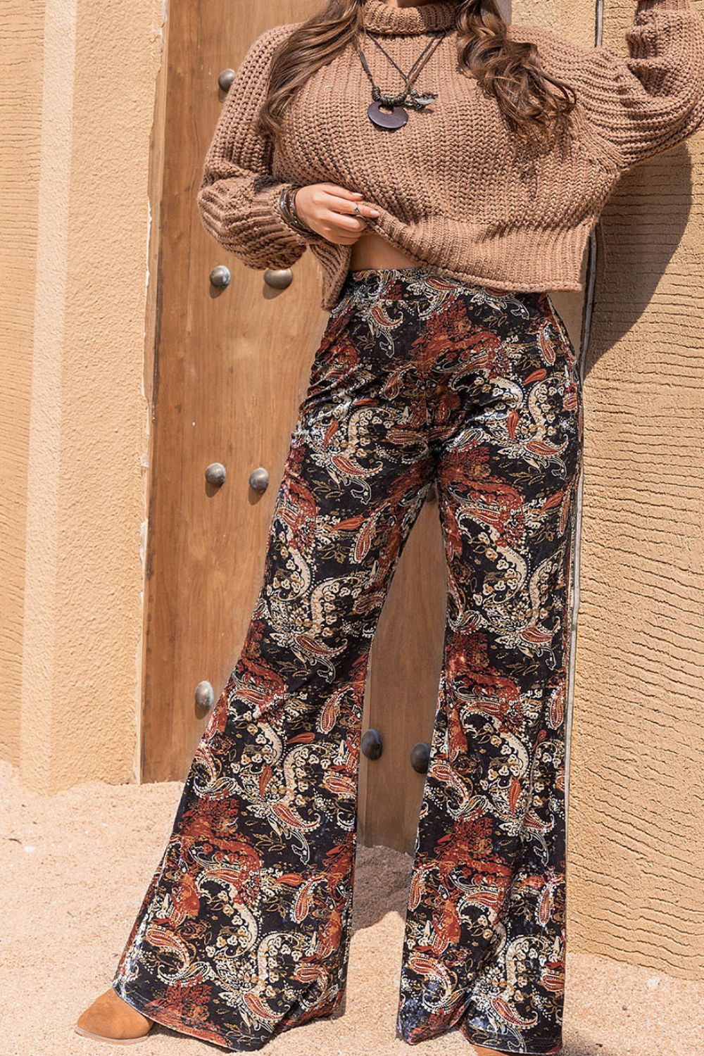 Plus Size Printed Wide Leg Long Pants - Nikki’s Place