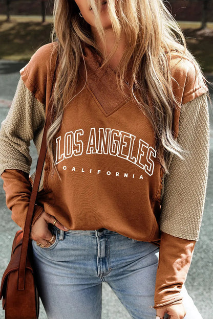 Letter Graphic Long Sleeve Hoodie - Nikki’s Place