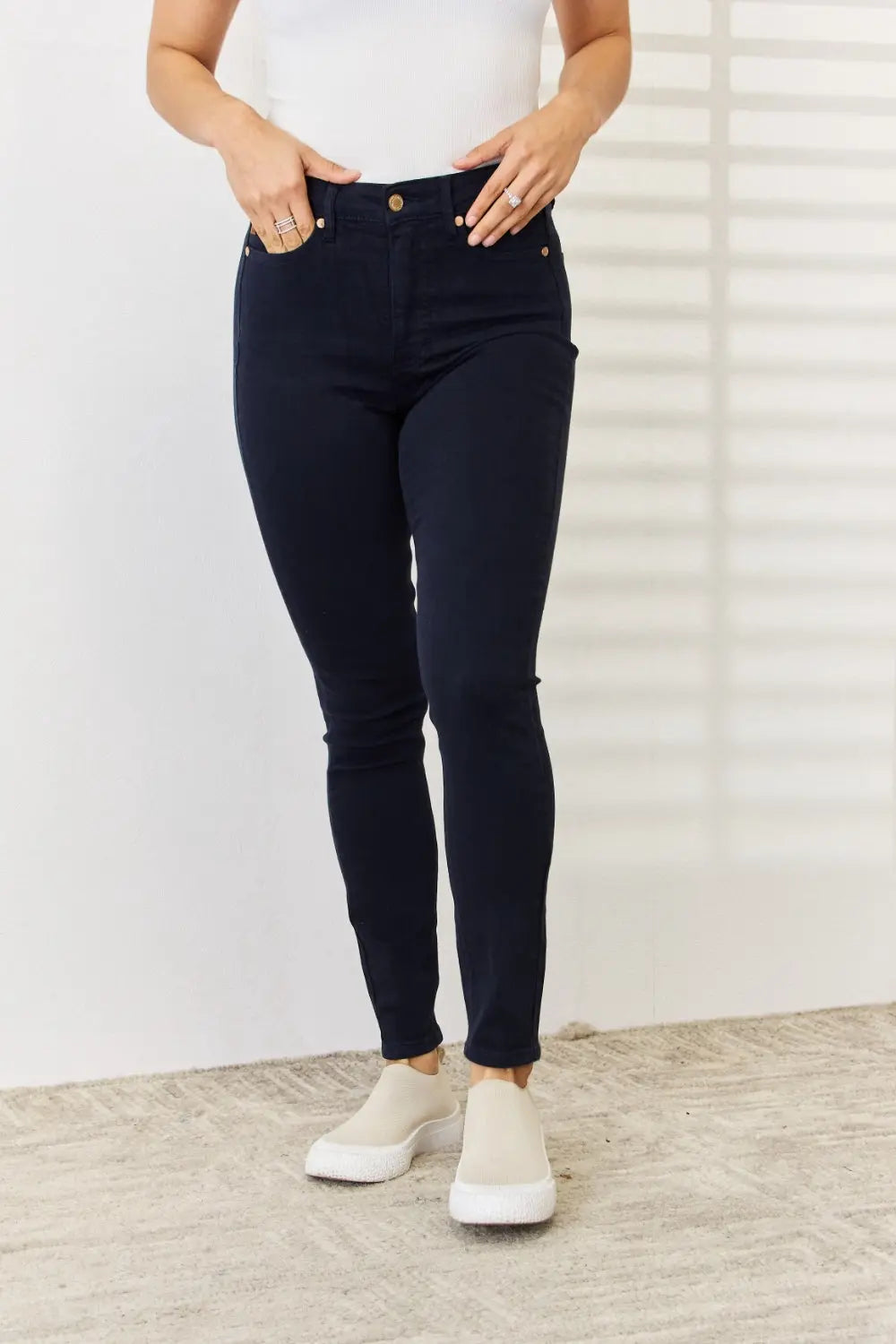 Judy Blue Full Size Garment Dyed Tummy Control Skinny Jeans - Nikki’s Place