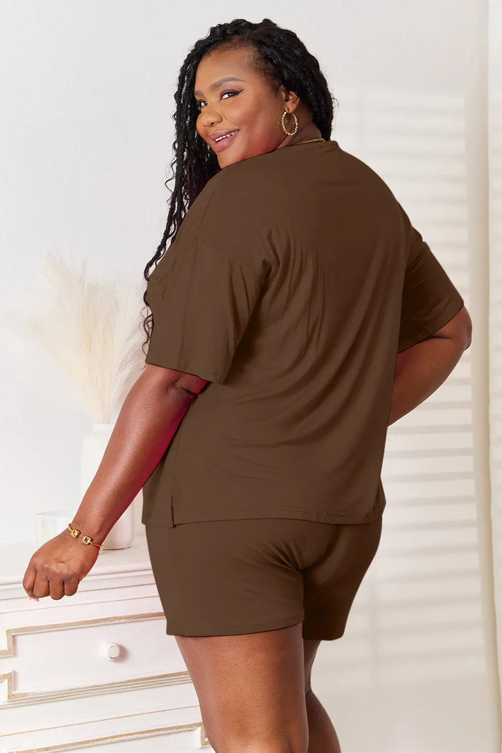 Basic Bae Full Size Soft Rayon Half Sleeve Top and Shorts Set - Nikki’s Place