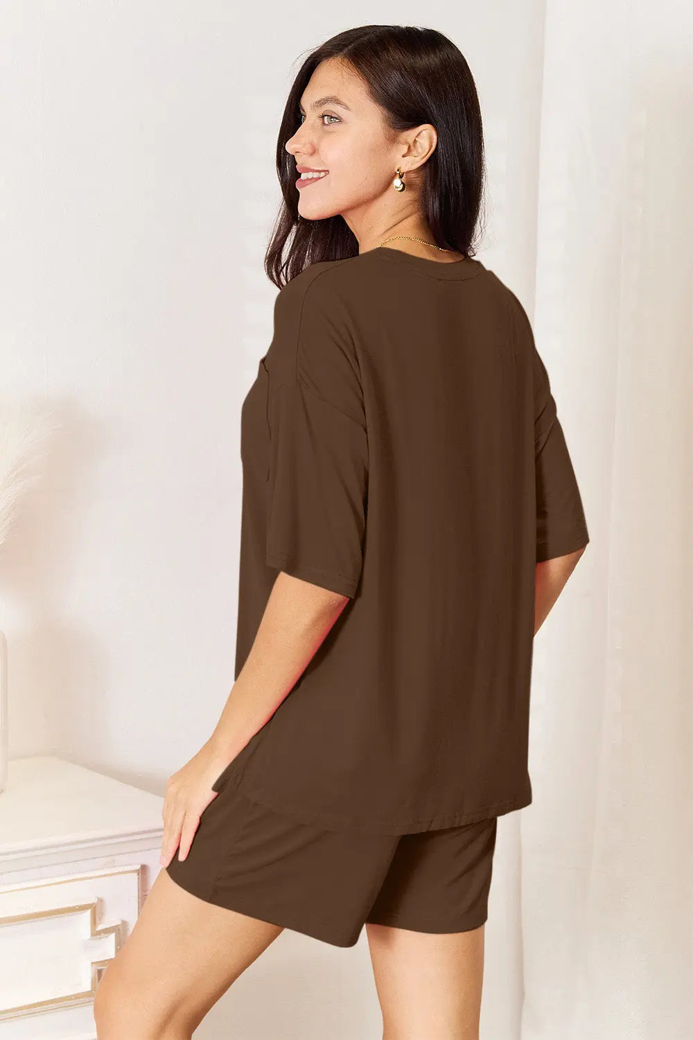 Basic Bae Full Size Soft Rayon Half Sleeve Top and Shorts Set - Nikki’s Place