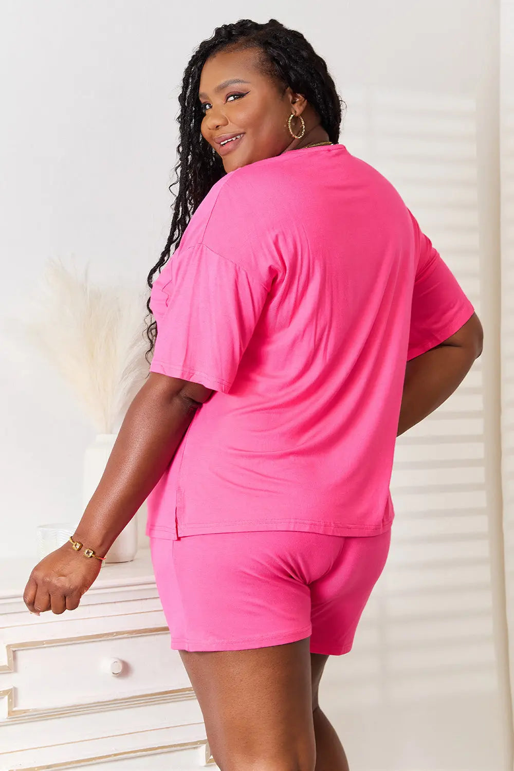 Basic Bae Full Size Soft Rayon Half Sleeve Top and Shorts Set - Nikki’s Place