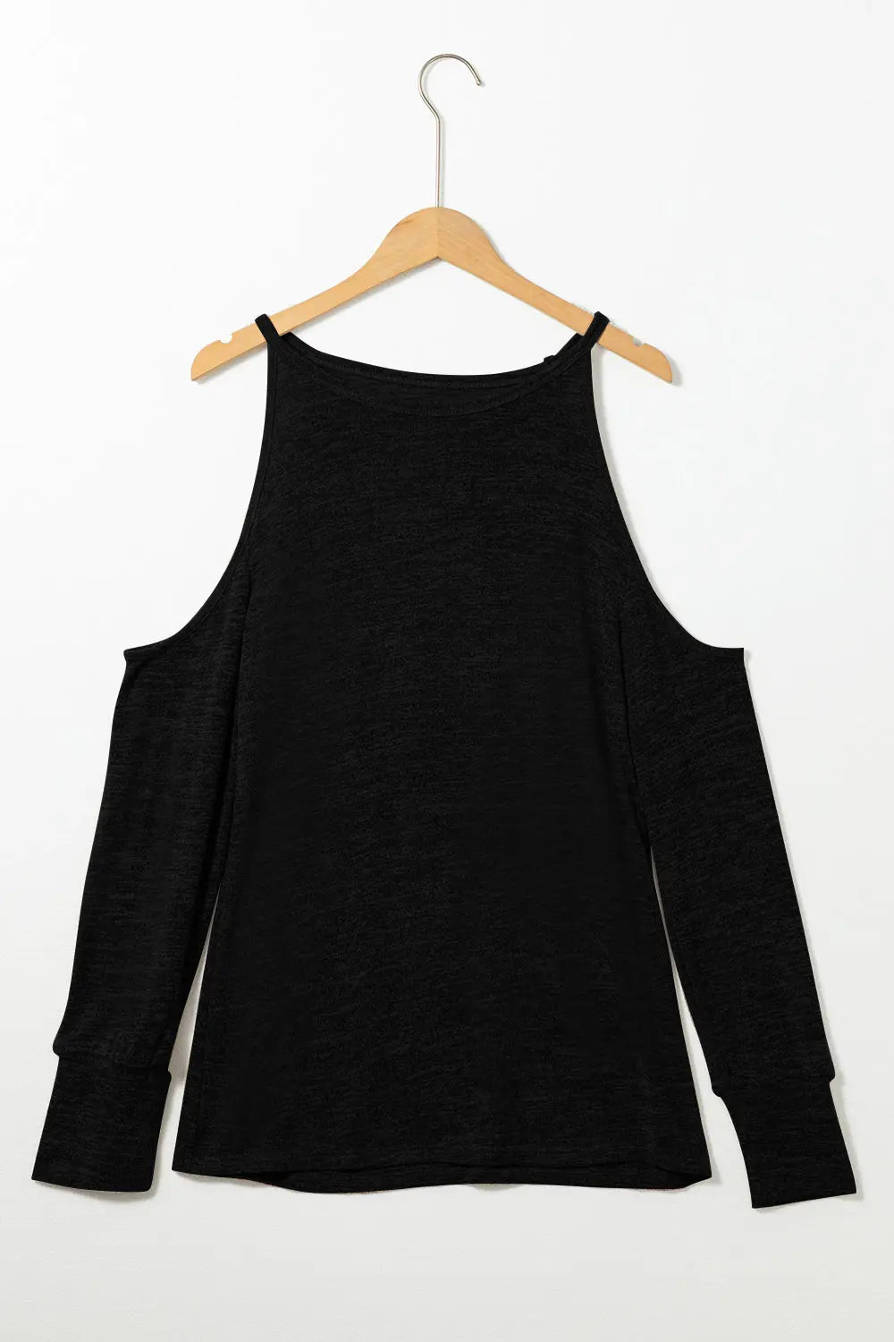 Round Neck Cold Shoulder Long Sleeve Top - Nikki’s Place