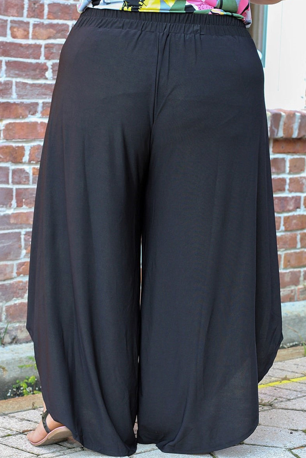 Plus Size Tie Front Wide Leg Pants - Nikki’s Place