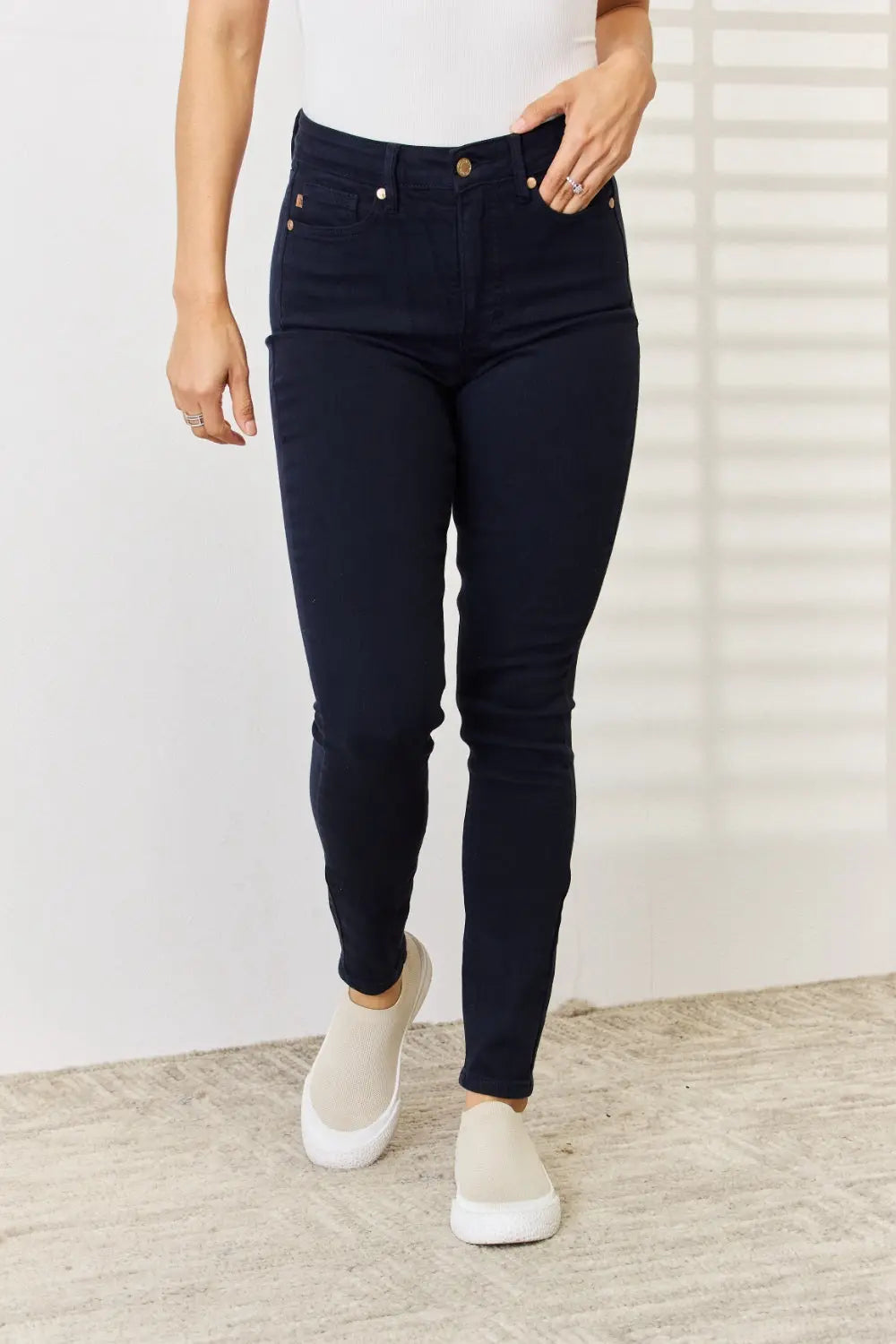 Judy Blue Full Size Garment Dyed Tummy Control Skinny Jeans - Nikki’s Place