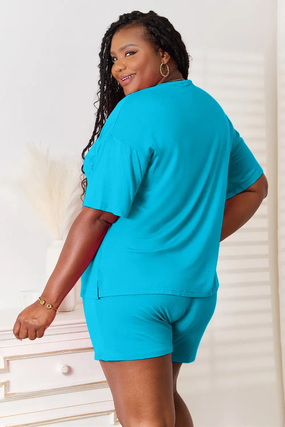 Basic Bae Full Size Soft Rayon Half Sleeve Top and Shorts Set - Nikki’s Place