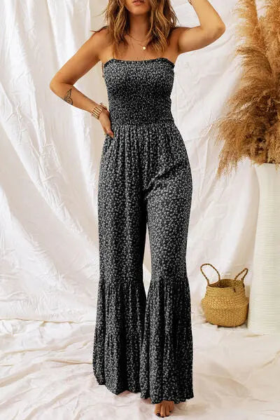 Floral Spaghetti Strap Wide Leg Jumpsuit - Nikki’s Place