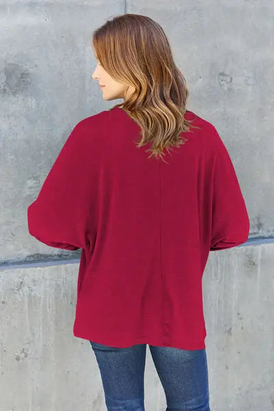 Double Take Full Size Round Neck Long Sleeve T-Shirt - Nikki’s Place