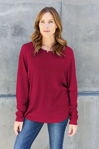 Double Take Full Size Round Neck Long Sleeve T-Shirt - Nikki’s Place