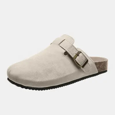 Suede Closed Toe Buckle Slide - Nikki’s Place