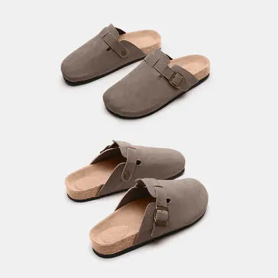 Suede Closed Toe Buckle Slide - Nikki’s Place