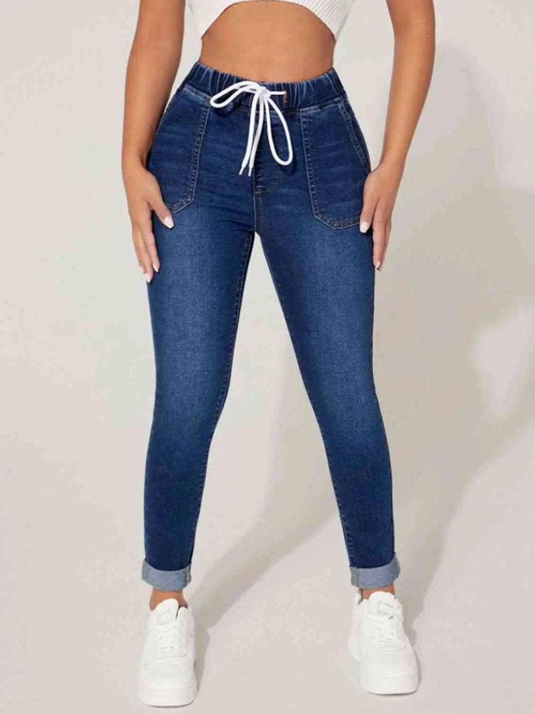 Drawstring Cropped Jeans - Nikki’s Place