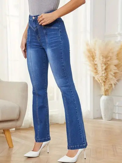 High Waist Bootcut Jeans with Pockets - Nikki’s Place