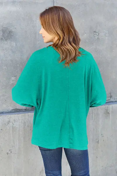 Double Take Full Size Round Neck Long Sleeve T-Shirt - Nikki’s Place