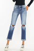 Kancan High Waist Distressed Hem Detail Cropped Straight Jeans - Nikki’s Place