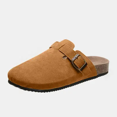 Suede Closed Toe Buckle Slide - Nikki’s Place