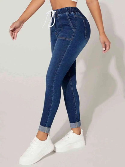 Drawstring Cropped Jeans - Nikki’s Place