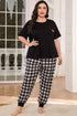 Plus Size Round Neck Short Sleeve Two-Piece Lounge Set - Nikki’s Place