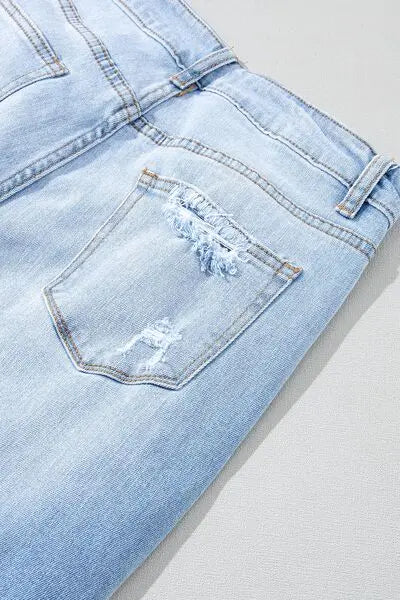 Distressed Raw Hem Jeans with Pockets - Nikki’s Place