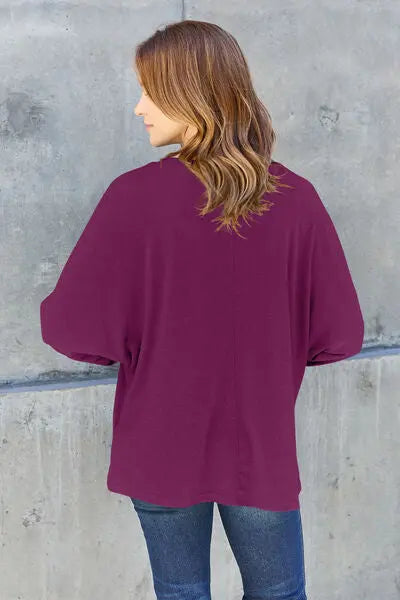 Double Take Full Size Round Neck Long Sleeve T-Shirt - Nikki’s Place