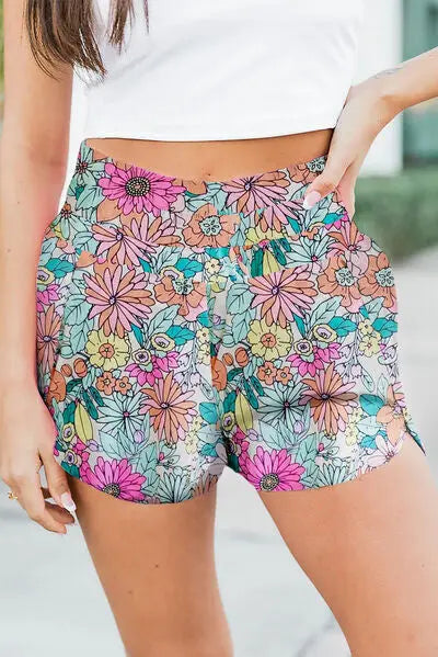 Floral Elastic Waist Shorts - Nikki’s Place