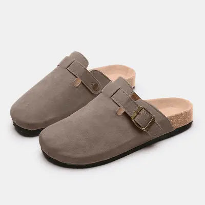 Suede Closed Toe Buckle Slide - Nikki’s Place