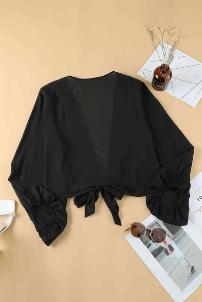 Plus Size Tie Front Crop Top - Nikki’s Place