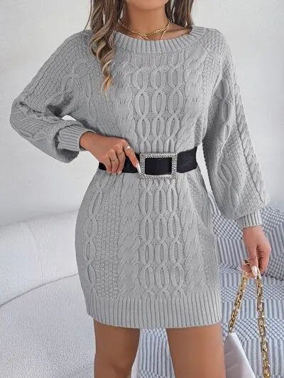 SweaterDress, CableKnitwear, WinterFashion, CozyStyle, KnittedDress, RoundNeckDress, CasualElegance, ChicKnit, VersatileDress, FashionEssential, ComfortableStyle, DressToImpress, WarmAndStylish, ClassicKnitwear, EverydayFashion,