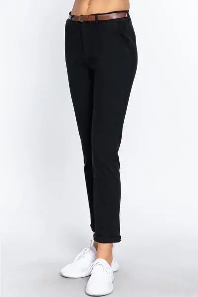 ACTIVE BASIC Cotton-Span Twill Straight Pants - Nikki’s Place