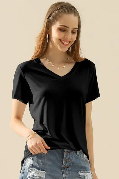 Ninexis Regular/Full Size V-Neck Short Sleeve T-Shirt - Nikki’s Place