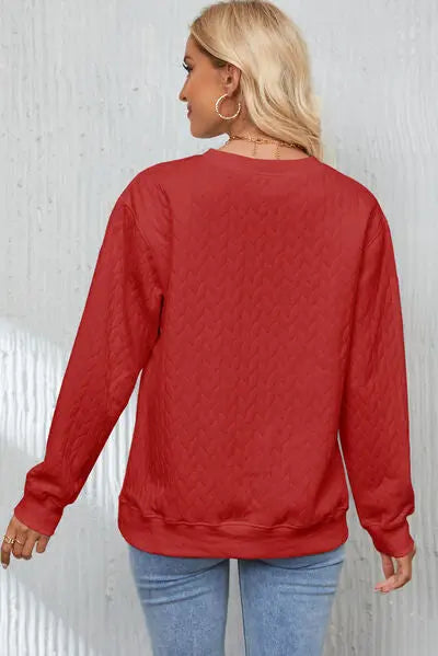 XOXO Heart Round Neck Dropped Shoulder Sweatshirt - Nikki’s Place