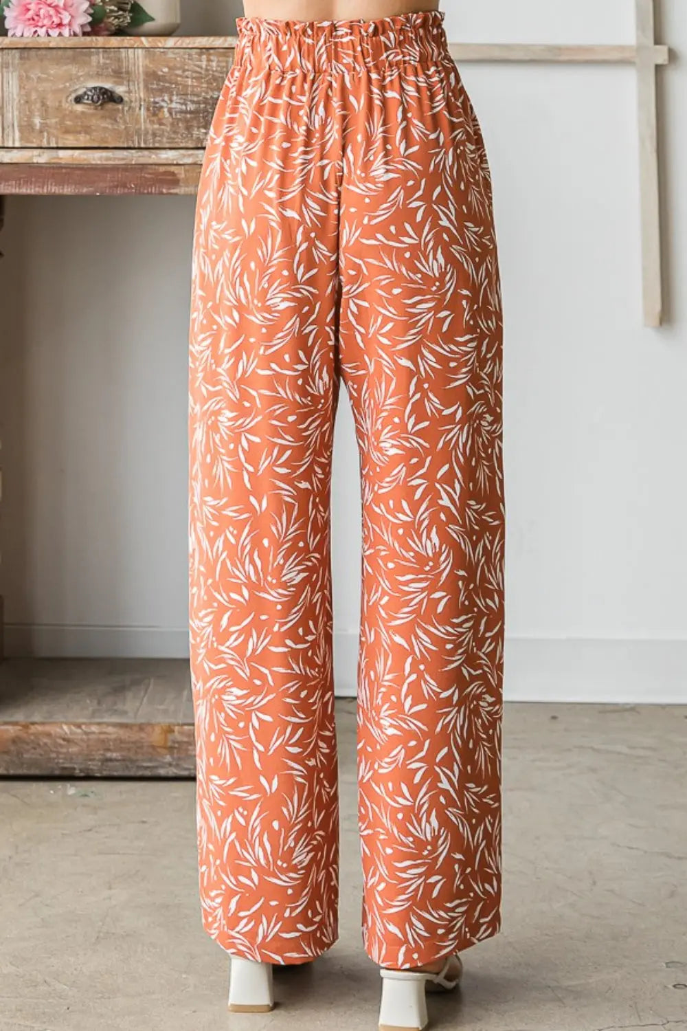 Heimish Regular/Full Size Printed Tied Straight Casual Pants - Nikki’s Place