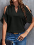 Notched Cold Shoulder Blouse - Nikki’s Place