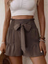 Tie Front Smocked Waist Shorts - Nikki’s Place